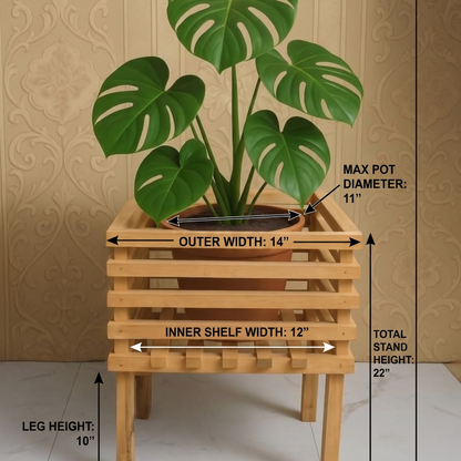 ADOUER WOOD Modern Wooden Slatted Planter Stand