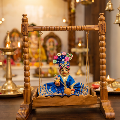 Adouer wood Handcrafted Wooden Jhula Swing for Laddu Gopal & Pooja Altar Decor