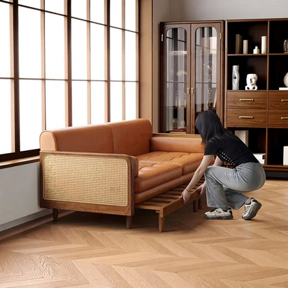ADOUER WOOD Solid Wood Sofa Cum Bed with Trundle