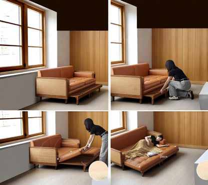 ADOUER WOOD Solid Wood Sofa Cum Bed with Trundle