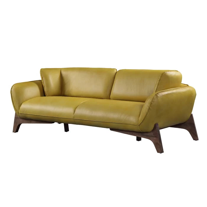Adouer Wood Luxurious Leather Sofa With Solid Woodb Designer Leg