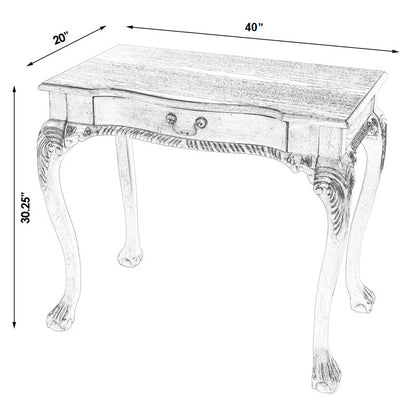 Adouer Wood Sheesham Wood "Yuliya Traditional Solid Wood Writing Desk with Ornate Carved Legs"
