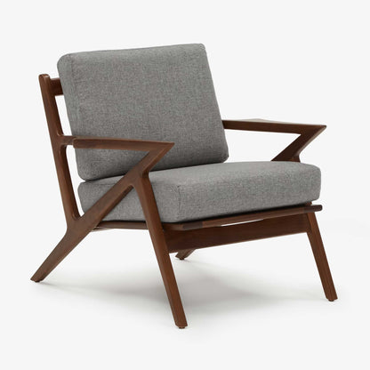 Modern Z-Frame Sheesham Arm Chair With Cotton Fabric