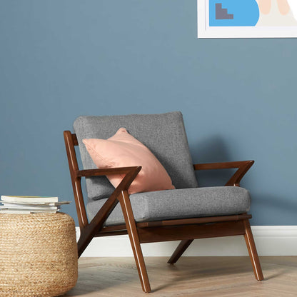 Modern Z-Frame Sheesham Arm Chair With Cotton Fabric