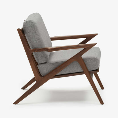 Modern Z-Frame Sheesham Arm Chair With Cotton Fabric