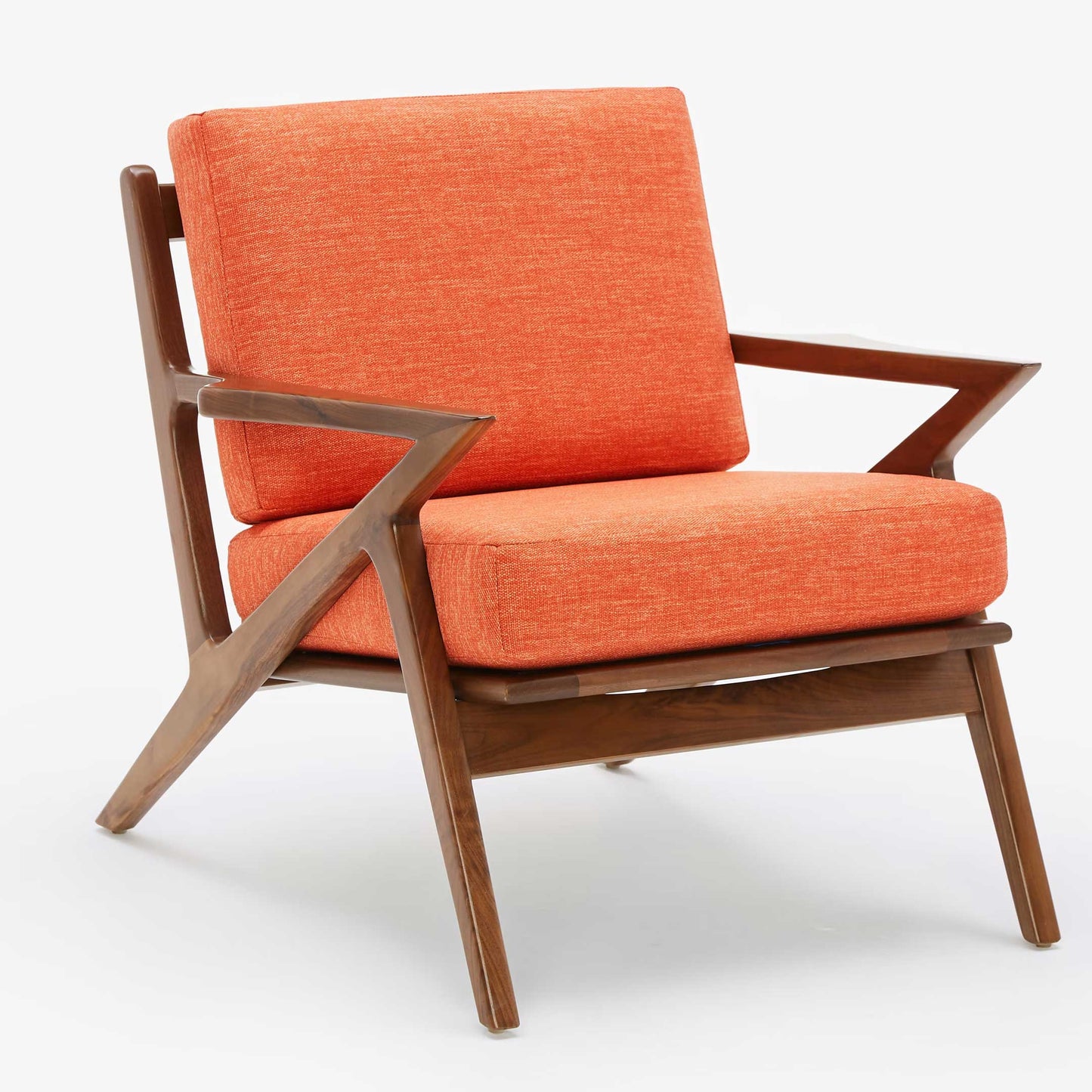 Modern Z-Frame Sheesham Arm Chair With Cotton Fabric