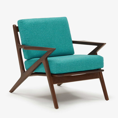 Modern Z-Frame Sheesham Arm Chair With Cotton Fabric