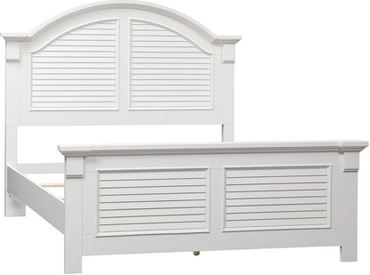 Adouer Wood "White Luxury Solid Sheesham Wooden Panel Bed with Arched Headboard and Paisley Bedding"