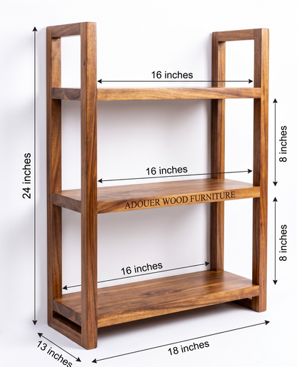 Adouer wood Solid Wood Wall-Mounted Bathroom Shelf – 3-Tier Wooden Towel Rack & Organizer