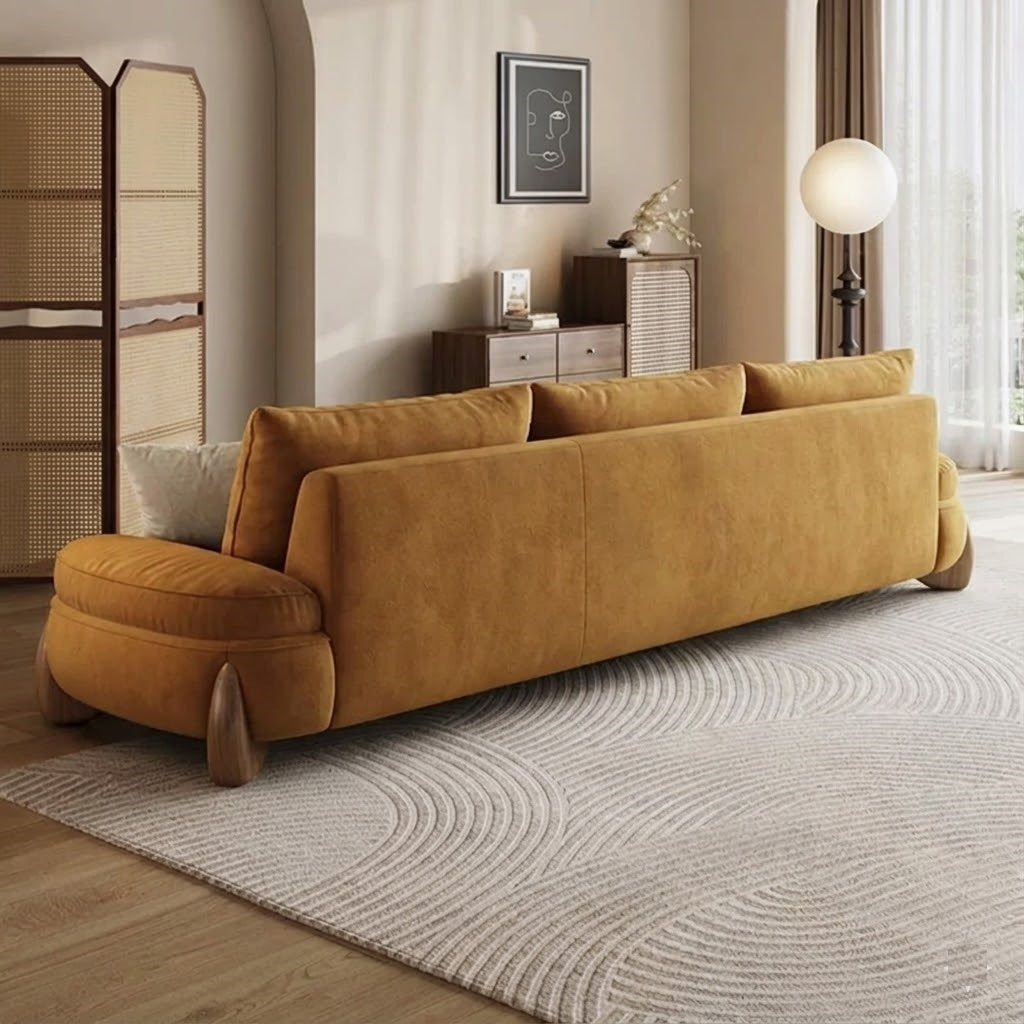 Luxurious Low-Profile Modular Sofa - Tufted Velvet Fabric & Wood Base
