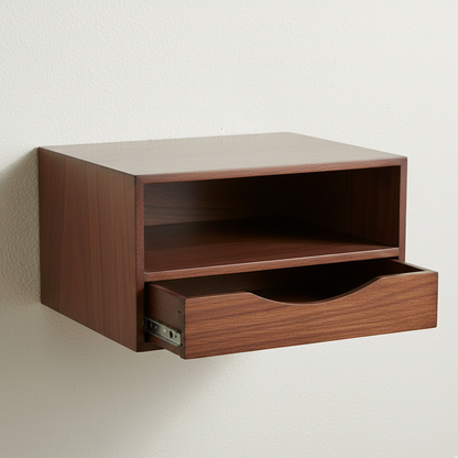 Solid Wood Floating Shelf with Storage Drawer