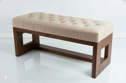 ADOUER WOOD Modern Tufted Ottoman Bench with Minimalist Frame