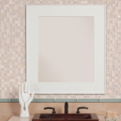 ADOUER WOOD Reclaimed Wood Wall Mirror - Farmhouse Bathroom Vanity Mirror (Rectangular)