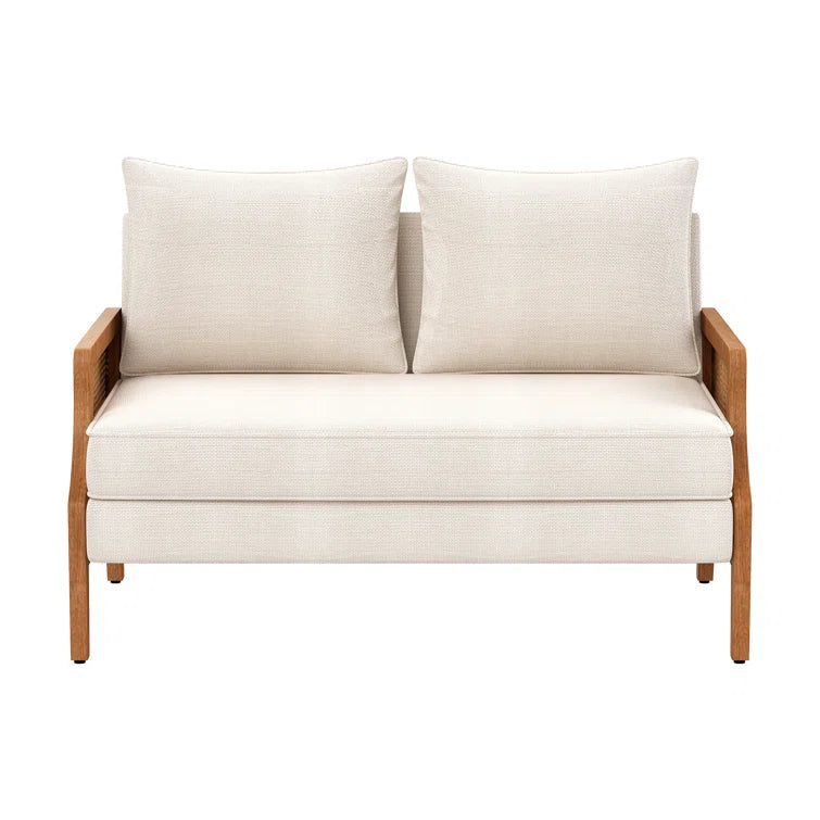 ADOUER WOOD Upholstered 2 Seater Loveseat Premium Cane Sofa