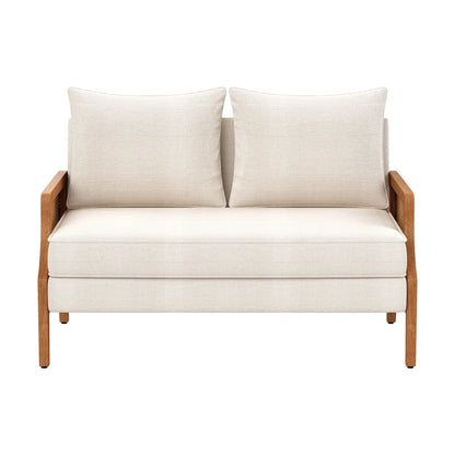 ADOUER WOOD Upholstered 2 Seater Loveseat Premium Cane Sofa