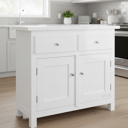 Solid Wood Kitchen Sideboard – Reclaimed Style Buffet Cabinet with 2 Drawers and 2 Doors