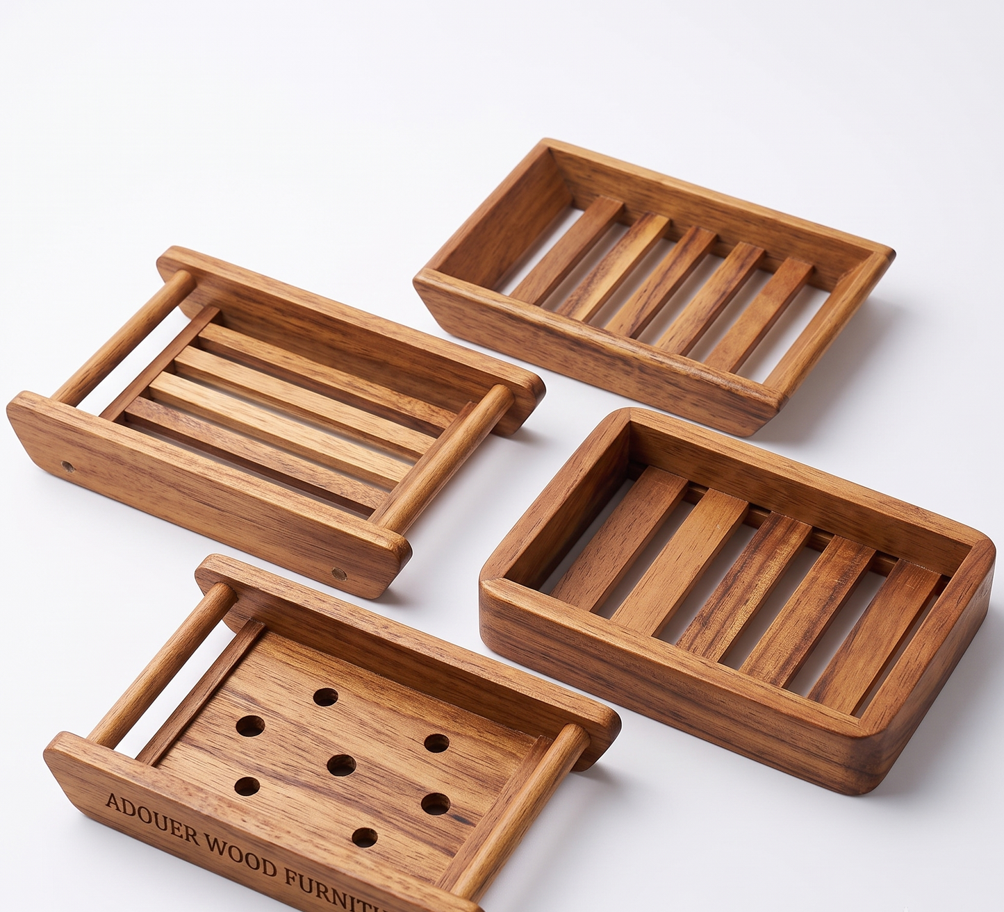 Natural Wooden Soap Dish Holder I  Soap Saver Tray for Bathroom & Shower (Set Of 4 Pcs )